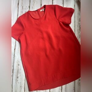 Madewell short sleeve Red Blouse with back pleat.  Size XS